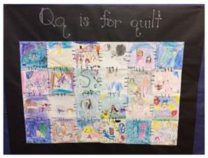 Student art work of a quilt. 
