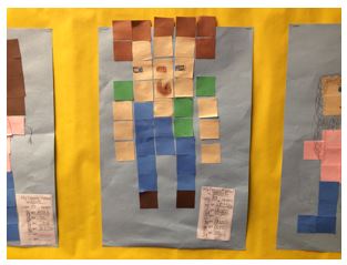 Student area model of a cube person. 