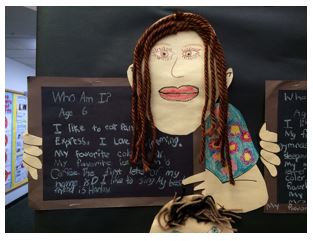 Student art work of a person. 