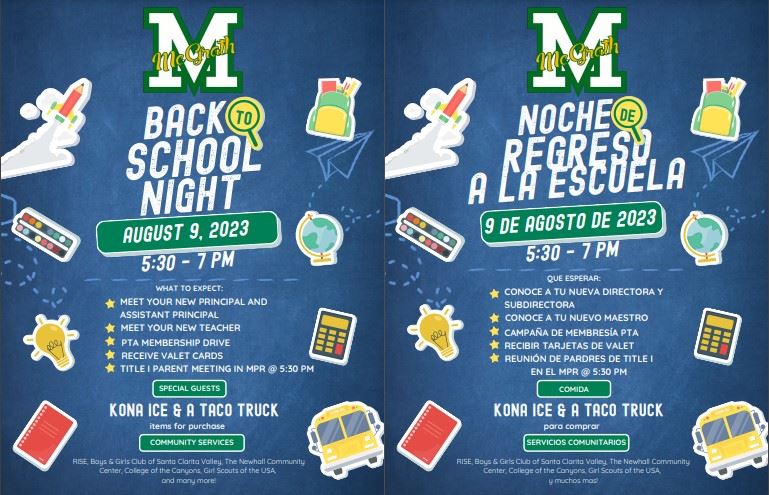  2023-2024 Back To School Night